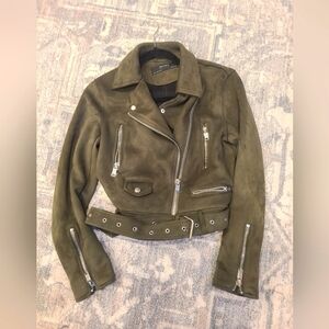 Zara Green faux suede Biker jacket